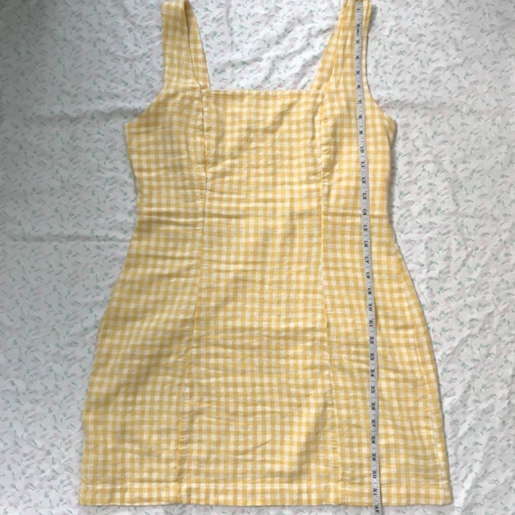 Old Navy Square Neck Linen Blend Mini Dress Yellow Gingham M Petite - Picture 14 of 16